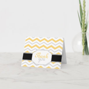 Tarjetas de agradecimiento a la moda gris y amaril