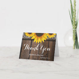 Tarjetas de agradecimiento a los Bodas de girasol 