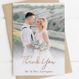 Tarjetas de agradecimiento a Rosa Gold Boda Photo 