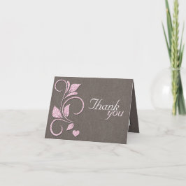 Tarjetas de agradecimiento a Rústico Purpurina Ros