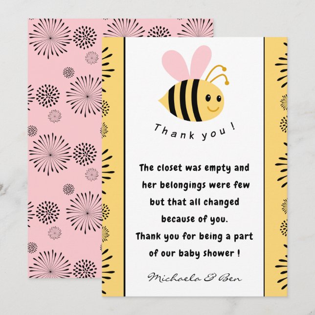 Tarjetas de agradecimiento Abeja Dulce como puede  (Anverso / Reverso)