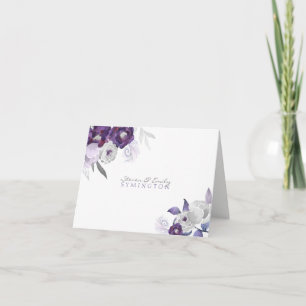 Tarjetas de agradecimiento acuarela Purple Silver 