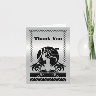 Tarjetas de agradecimiento Art Deco de plata y neg