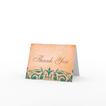 Tarjetas de agradecimiento azul turquesa toscanas 