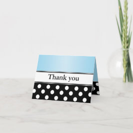 Tarjetas de agradecimiento azules con lunares negr