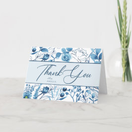 Tarjetas de agradecimiento azules florales