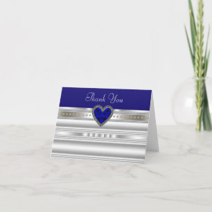 Tarjetas de agradecimiento azules reales y platead