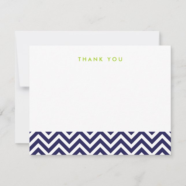 Tarjetas de agradecimiento azules simples Chevron (Anverso)