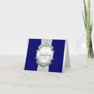 Tarjetas de agradecimiento azules y plateadas