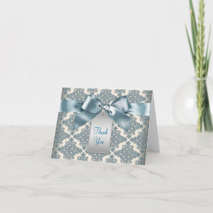 Tarjetas de agradecimiento beige, azul y damasco t