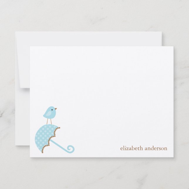 Tarjetas de agradecimiento Bird and Umbrella Baby  (Anverso)