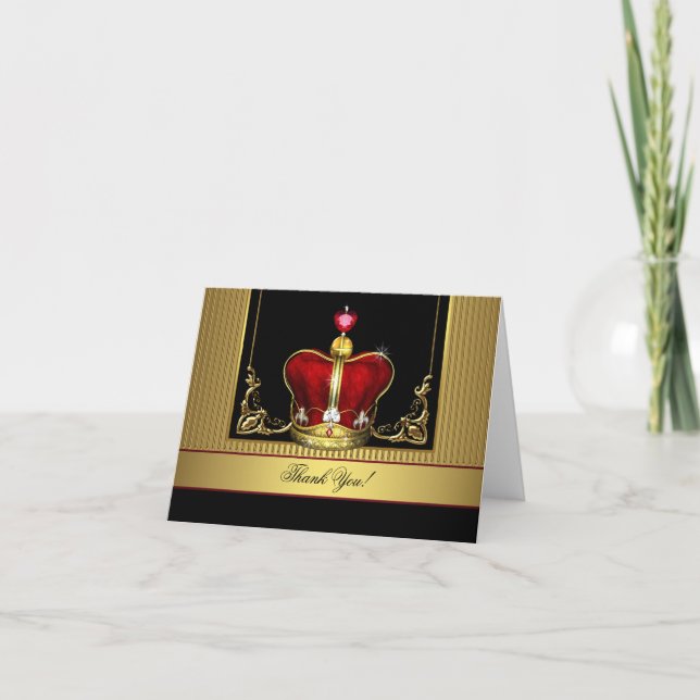 Tarjetas de agradecimiento Black Red Gold Crown Ki (Anverso)