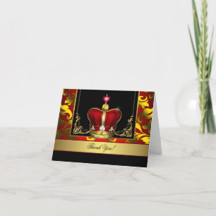 Tarjetas de agradecimiento Black Red Gold Crown Ki