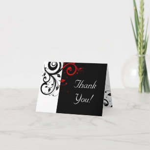 Tarjetas de agradecimiento Black + White / Red Rev
