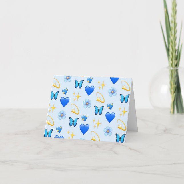 Tarjetas de agradecimiento - Blue Hearts-Crea tu p (Anverso)