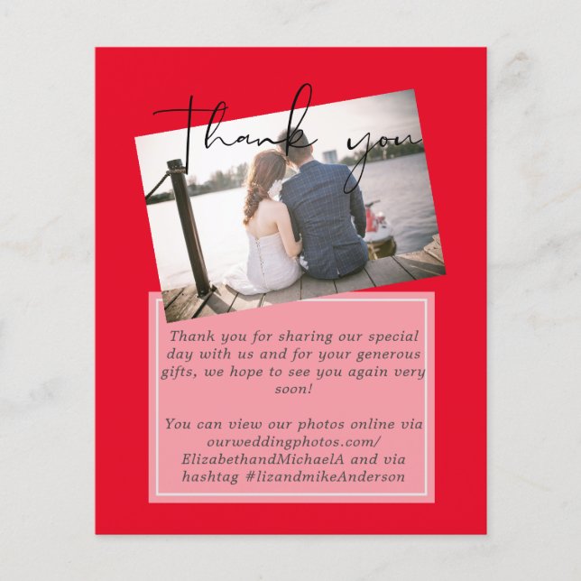 Tarjetas de agradecimiento boda con foto digital v (Anverso)