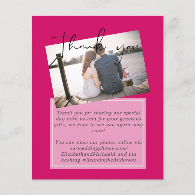 Tarjetas de agradecimiento boda con foto digital v (Anverso)