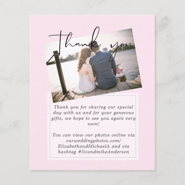 Tarjetas de agradecimiento boda con foto digital v (Anverso)