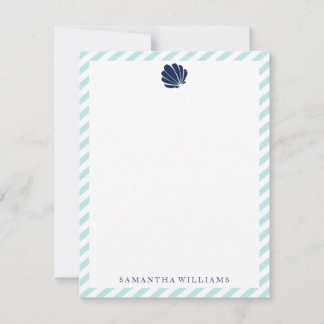 Tarjetas de agradecimiento Caracola azul sobre ray