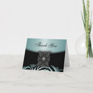 Tarjetas de agradecimiento cebra azul turquesa y n