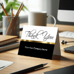 Tarjetas De Agradecimiento Clásico Para Empresas<br><div class="desc">Elegante y simple plantilla de tarjetas de agradecimiento de negocios con un aspecto de gama alta en oro, negro y blanco elegante. Personalice el sentimiento de "Gracias por dentro" que pone el nombre de su empresa en el frente, lo que significa de quién es y diseña para una empresa o...</div>