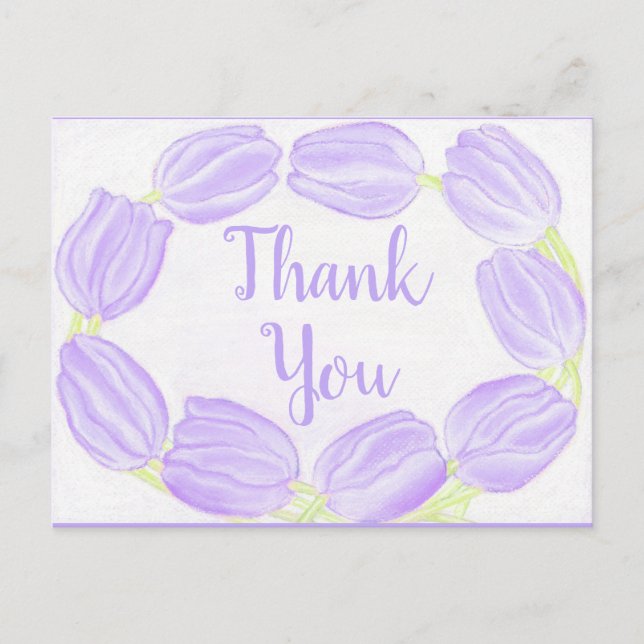 Tarjetas de agradecimiento con borde de tulipanes  (Anverso)