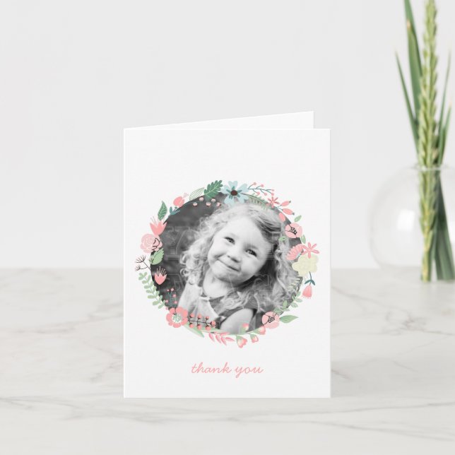 Tarjetas de agradecimiento con corona floral perso (Anverso)
