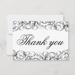 Tarjetas de agradecimiento con elegantes remolinos