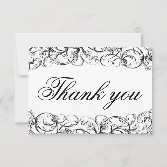 Tarjetas de agradecimiento con elegantes remolinos (Anverso)