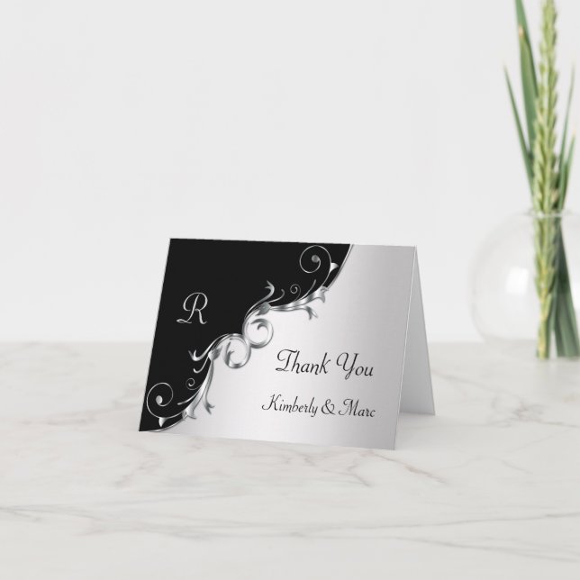 Tarjetas de agradecimiento con elegantes remolinos (Anverso)