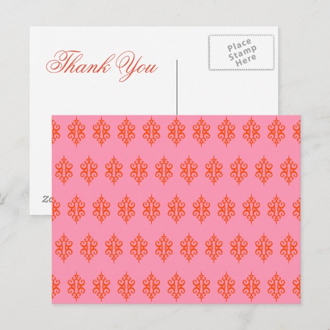 Tarjetas de agradecimiento con encaje rosa (Anverso / Reverso)