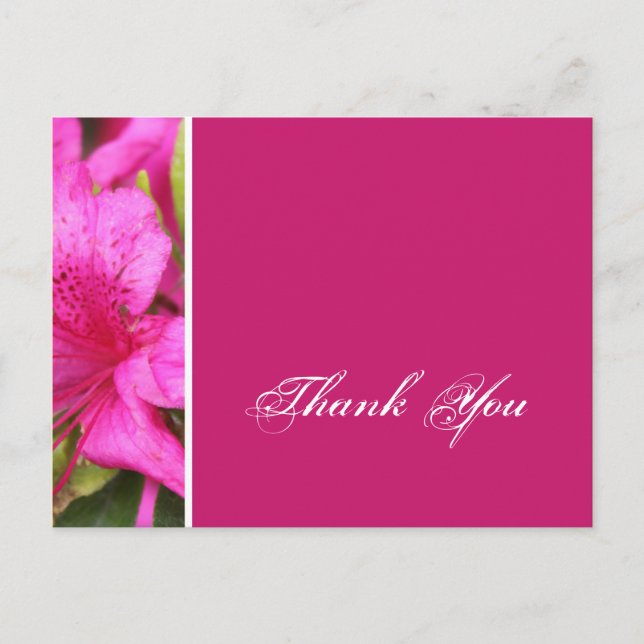 Tarjetas de agradecimiento con flores de azalea ro (Anverso)