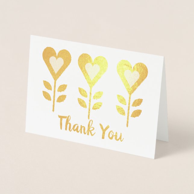 Tarjetas de agradecimiento con flores de corazón d (Anverso)
