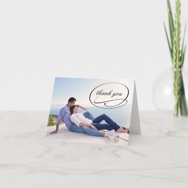 Tarjetas de agradecimiento con florituras de foto  (Anverso)