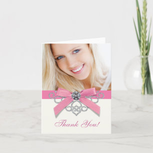 Tarjetas de agradecimiento con foto rosa de White