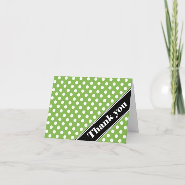 Tarjetas de agradecimiento con lunares verdes y ra (Anverso)