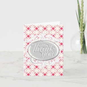Tarjetas de agradecimiento con patrón rosa coral y
