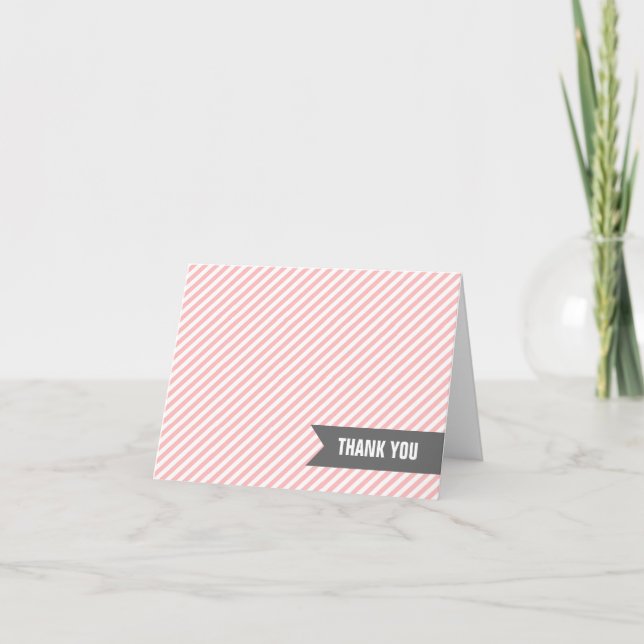 Tarjetas de agradecimiento con rayas rosadas (Anverso)