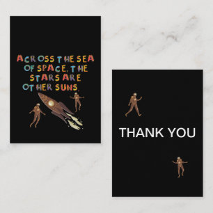 Tarjetas de agradecimiento con tema de espacio par