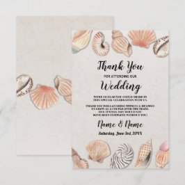 Tarjetas de agradecimiento Conchas Bodas en la pla