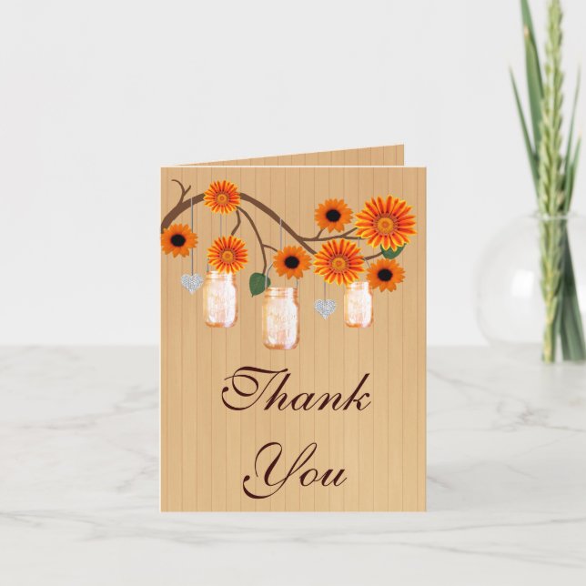 Tarjetas de agradecimiento Country Rustic Orange M (Anverso)