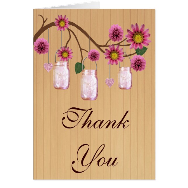 Tarjetas de agradecimiento Country Rustic Pink Mas (Frente)