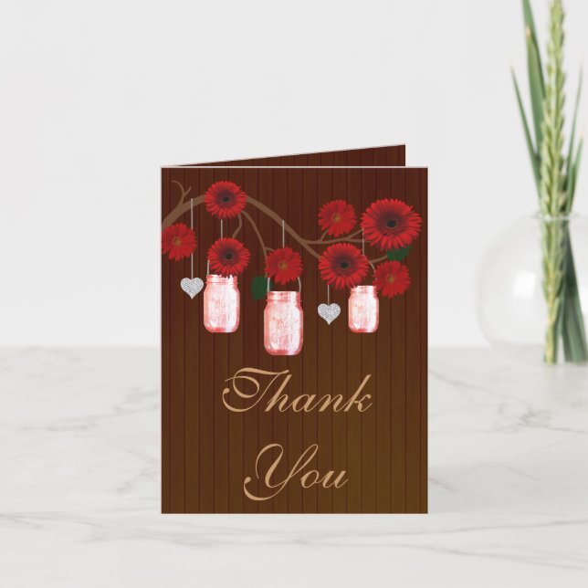 Tarjetas de agradecimiento Country Rustic Red Maso (Anverso)