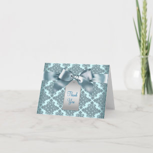Tarjetas de agradecimiento Damask Azul Verde