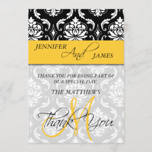 Tarjetas de agradecimiento Damask Monograma Nombre