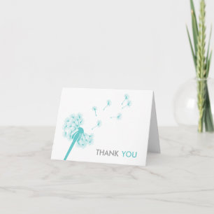 Tarjetas de agradecimiento Dandelion Verde Teal
