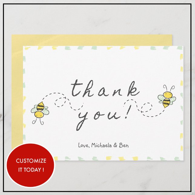 Tarjetas de agradecimiento de abeja, Baby Shower D (Subido por el creador)