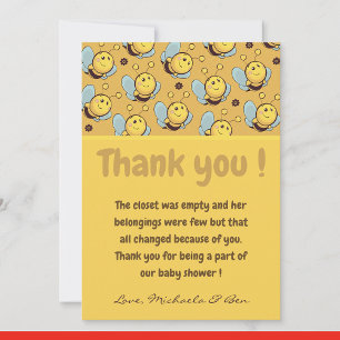 Tarjetas de agradecimiento de abeja, Baby Shower G