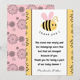 Tarjetas de agradecimiento de abeja Dulce como pue