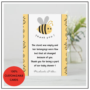 Tarjetas de agradecimiento de abeja Dulce como pue